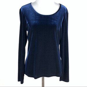Gap Womens top size L deep blue velvet scoop neck 90s Y2k vintage